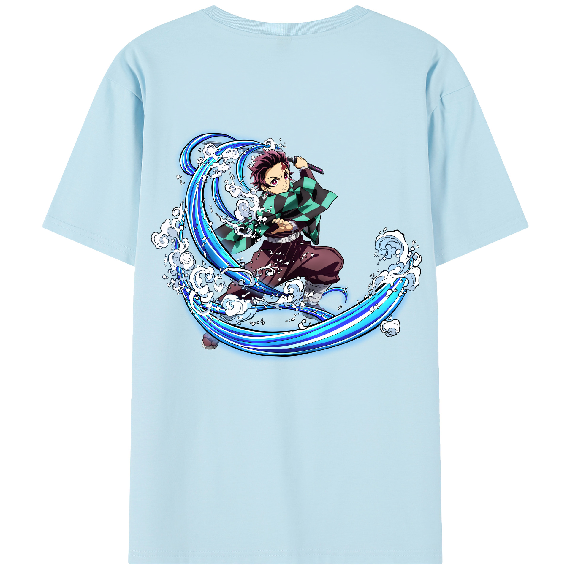 （画像用） 鬼滅の刃 竈門 炭治郎／かまど たんじろう Kamado Tanjirou 綿100％半袖Tシャツ（背面プリント）